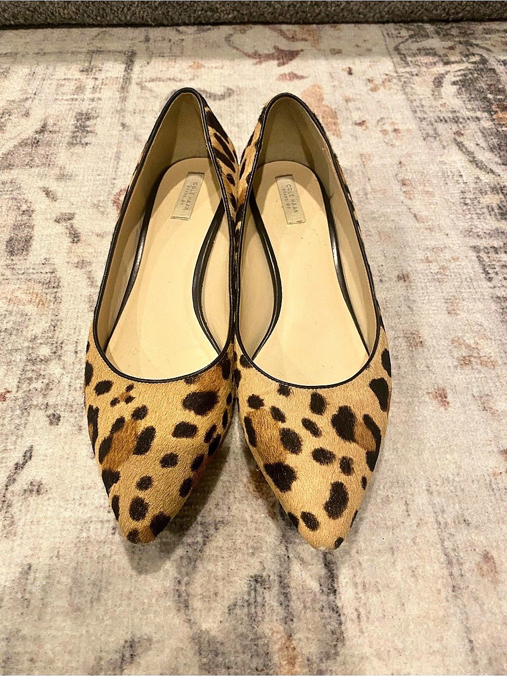 Cole Haan Leopard Print Pointed-Toe Flats